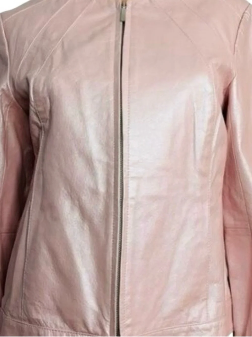 Dialogue Pink Pearl Leather Jacket - Picture 2 of 2